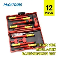 Zestaw 12 śrubokrętów VDE z uchwytem T w plastikowym pudełku